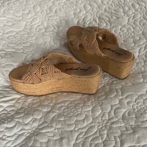 Free People highline macrame flatform espadrille slides sz 38 fit like 7 narrow